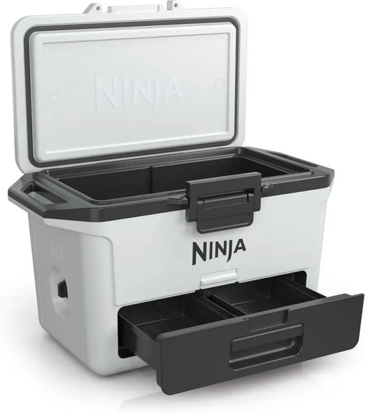 Glacière Isotherme Premium Ninja FrostVault - Conservation de la Glace Prolongée avec Compartiment de Rangement Intégré