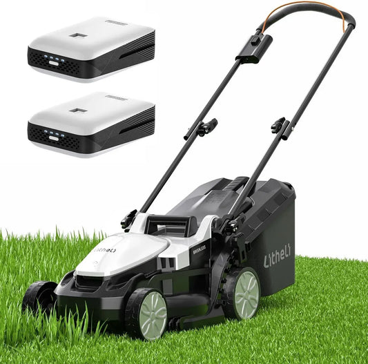 Tondeuse à Gazon Sans Fil 37cm avec 2 Batteries 20V, Moteur BLDC, Hauteur Ajustable 25-75mm, Bac de 40L, Idéale pour Pelouses jusqu'à 300m²