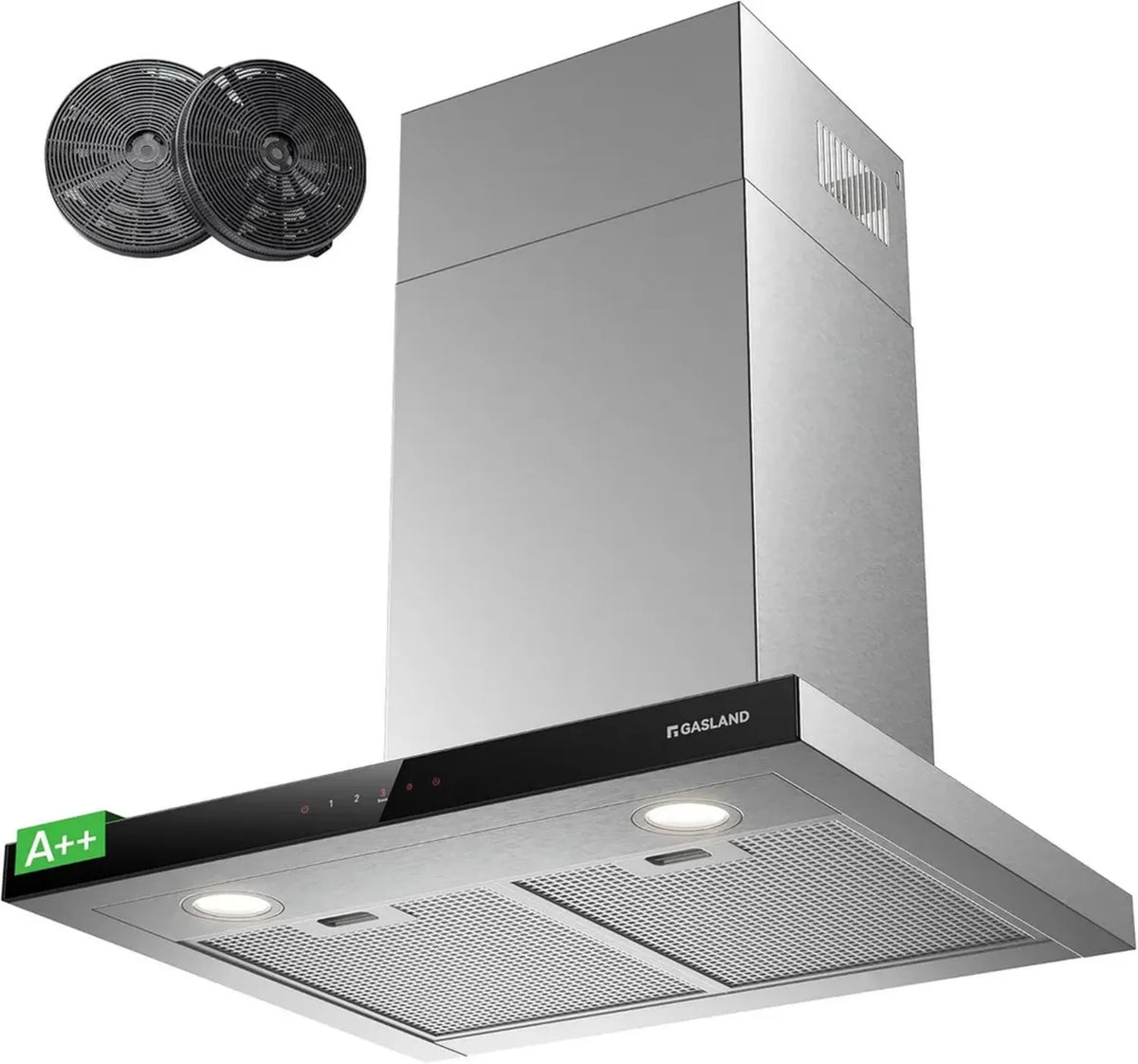 Gasland TR60SS Hotte Aspirante 60cm, Silencieuse avec Recyclage 601 m³/h, Économie d'Énergie A++, 9 Niveaux, Commande Tactile, Montage Mural