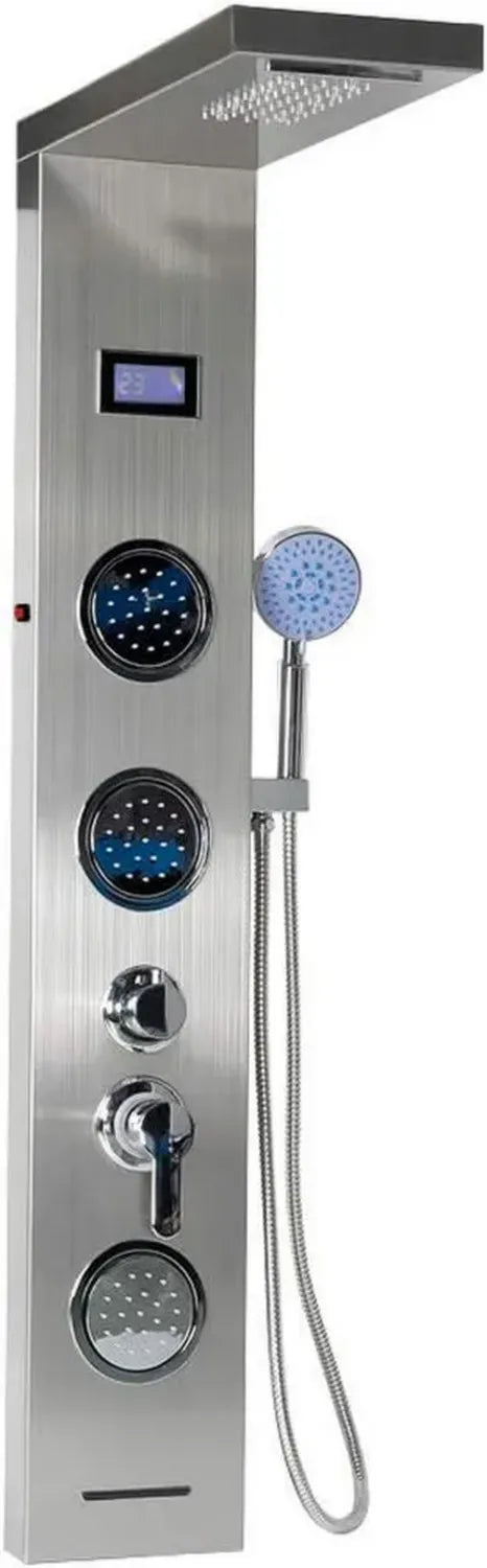 Panneau de Douche Multifonction en Acier Inoxydable avec Écran LCD et LED