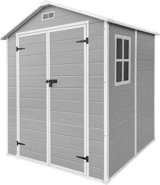 Abri de Jardin en Résine avec Plancher et Ventilation, Gris 4,2m³