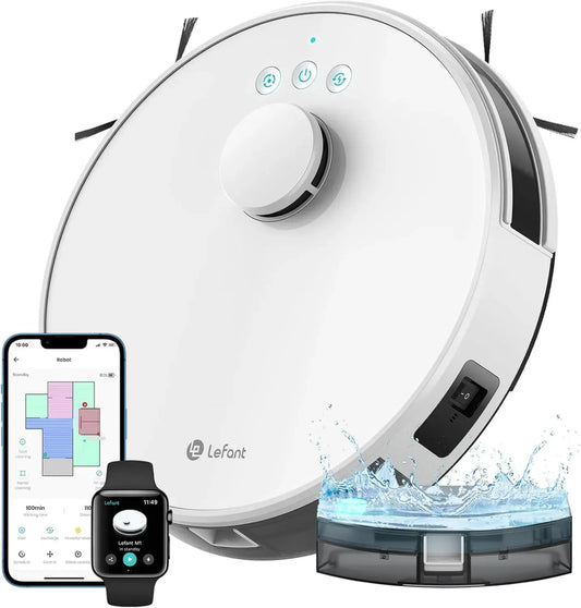Aspirateur Robot Lefant M1 2-en-1, 5500Pa, Navigation LiDAR, Cartographie Multi-Étages, Contrôle Alexa/APP/WiFi, Pour Animaux, Tapis et Sols