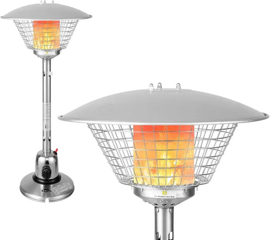 Chauffage d'extérieur 4000W SOARS, Parasol Gaz Portable, Température Réglable, 2M Tuyau, Argenté