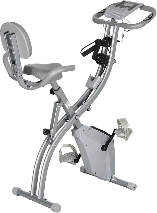 HOMCOM vélo d'appartement pliable avec 8 niveaux de résistance, capteurs de pouls et écran LCD