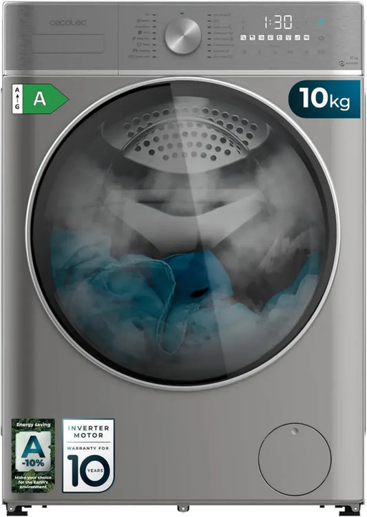 Cecotec Lave-linge Frontal 10 kg Bolero DressCode Inverter A+++ 1400 tr/min, 16 Programmes, Moteur Inverter, Vapeur SteamMax, Technologie de Lavage Intelligente