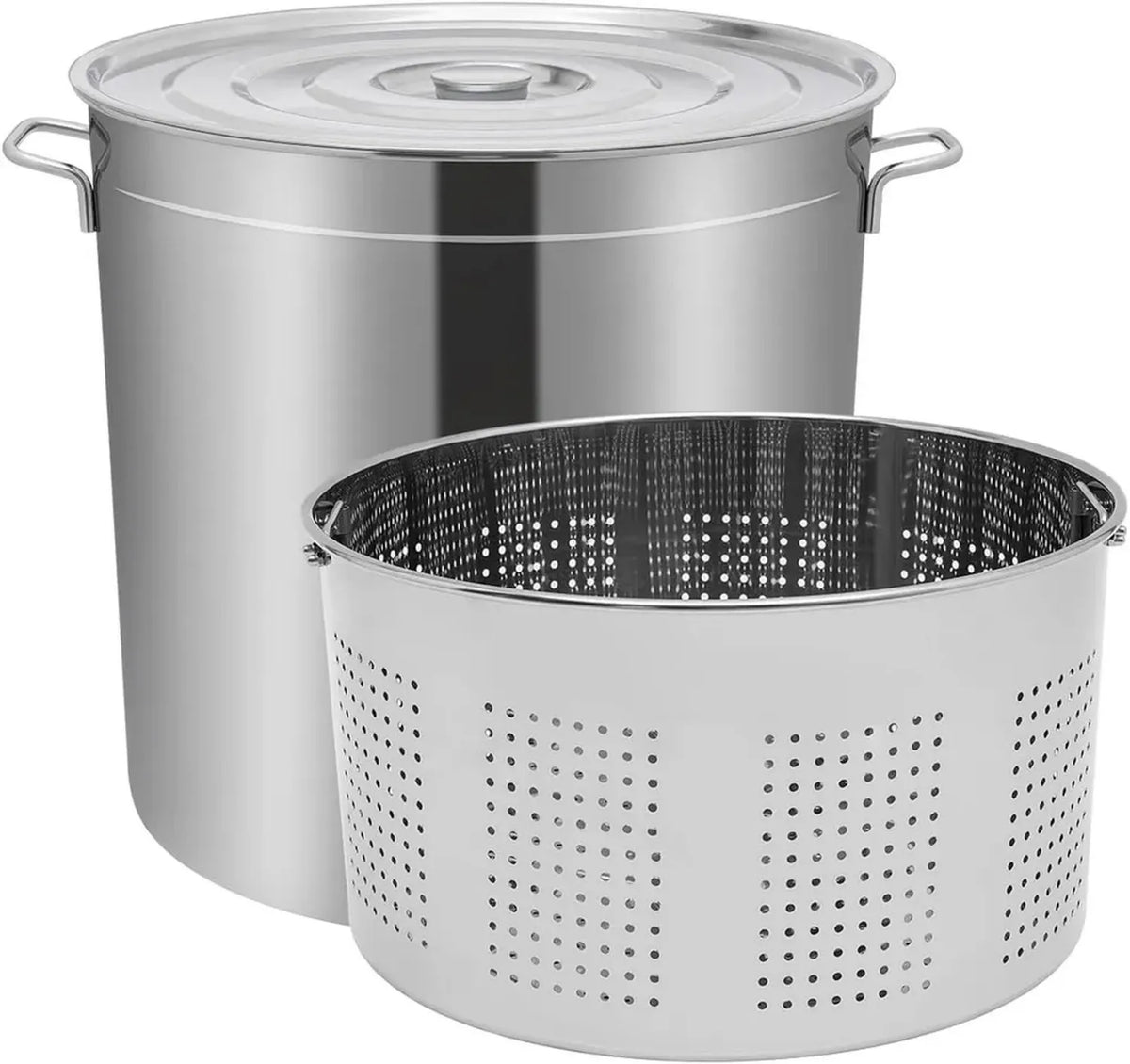 Marmite Inox 100L avec Couvercle et Panier, Compatible Induction, Gaz, Électrique – Idéale pour Cuisine Pro et Familiale