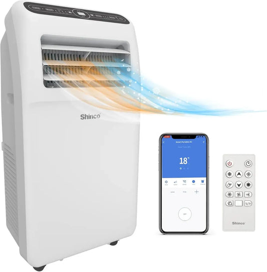Climatiseur Mobile SHINCO 12000 BTU, Wifi, Eco R290, 4-en-1: Refroidissement, Chauffage, Ventilateur, Déshumidificateur