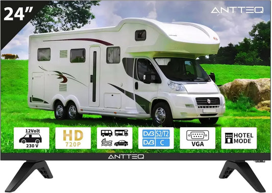 Téléviseur Antteq 24' HD, 12V, Tuner DVB, Mode Hôtel, Audio Dolby