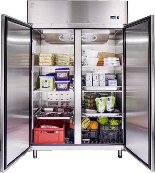 Réfrigérateur Professionnel METRO Side by Side 940L, Froid Ventilé avec Serrure, Argenté