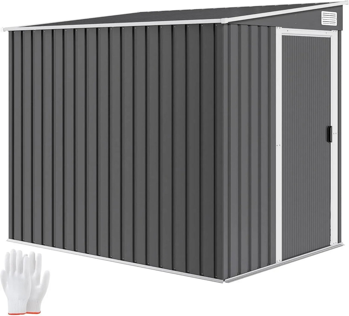 Abri de Jardin Outsunny en Acier Galvanisé avec Toit Inclinable et Étageres Réglables, 2,81 m², 154x206,5x181 cm, Gris