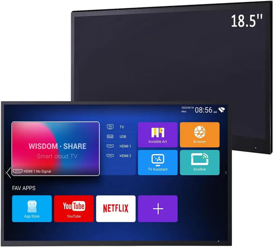 Téléviseur LED Étanche 18,5' Noir pour Salle de Bain avec Wi-Fi, Bluetooth et Système Android 14.0