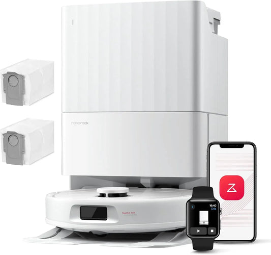 Aspirateur Robot Roborock QV 35A avec Station Multifonction, 8000Pa HyperForce, Serpillière Rotative, Évitement d'Obstacles