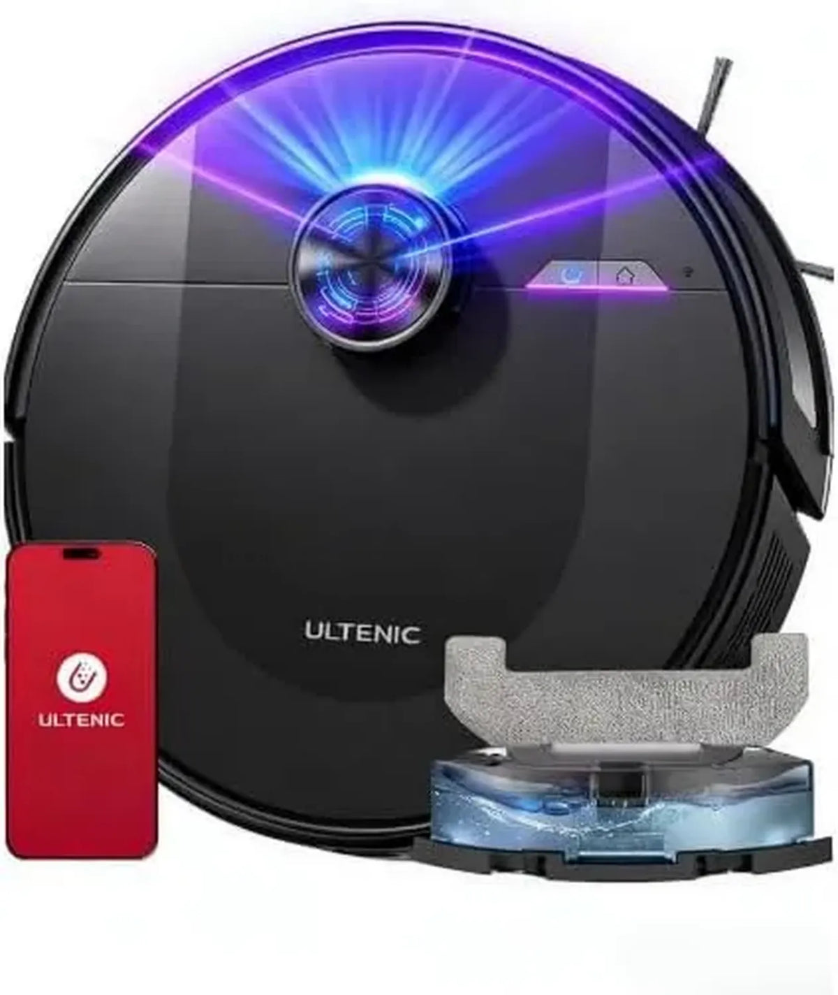 Aspirateur Robot Ultenic - Puissance d'Aspiration 8000 Pa, Navigation LiDAR Avancée, Fonction 3-en-1, Cartographie Multi-Niveaux, Contrôle via Application & Voix, Autonomie 180 Minutes, Détection d'Obstacles