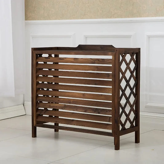Abri de Climatiseur en Bois avec Étagère à Fleurs, Store Intégré, Rangement pour Plantes de Balcon, 100 x 43 x 94 cm