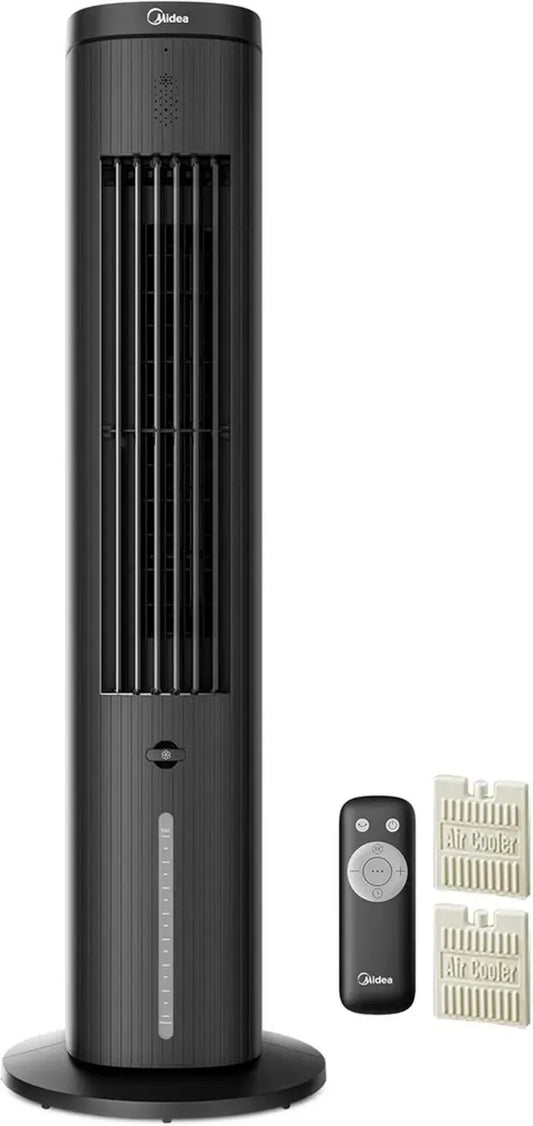 Refroidisseur d'Air 3-en-1 Midea 5L avec Télécommande, Silencieux, 3 Vitesses et Modes, Oscillation 75°, Minuterie 7H, Humidificateur Intégré, Noir