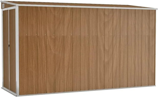 Abri de Jardin Mural en Acier Galvanisé Marron 118x288x178 cm pour Rangement Extérieur