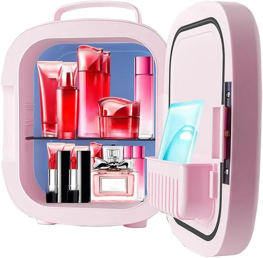 Mini Réfrigérateur Portable 6L avec Miroir LED pour Chambre et Voiture