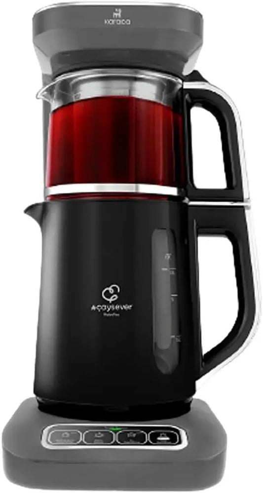 Théière Électrique 4-en-1 Karaca Robotea Pro, Infuseur à Thé, Cafetière Filtrante, Bouilloire, 2500W, Gris Spatial