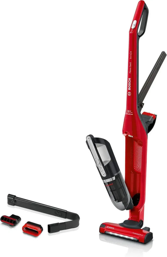Aspirateur Balai Bosch Série 4 ProAnimal, 2en1, Autonomie 55 Min, Flexibilité Rouge