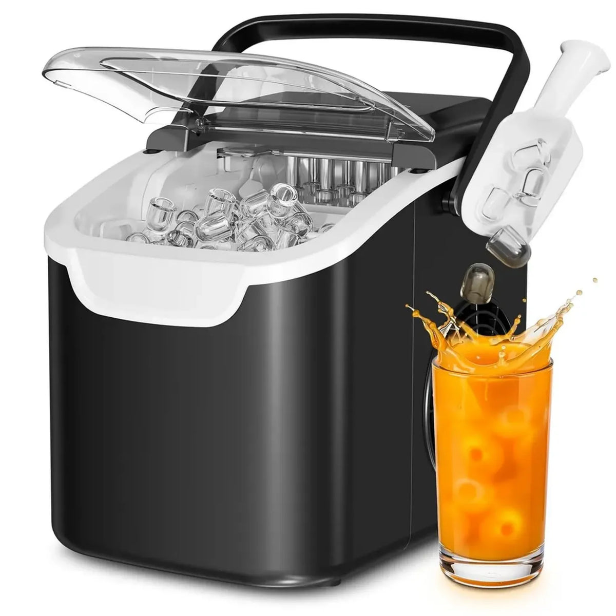 Machine à glaçons portable avec auto-nettoyage, production de 12 kg/24h, option taille S/L, compacte pour maison