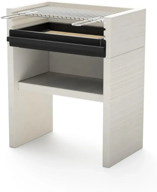 Barbecue au charbon VENIT FLEX - Design moderne et robuste pour extérieur (Gris/Blanc - 78 x 47 x 95 cm)