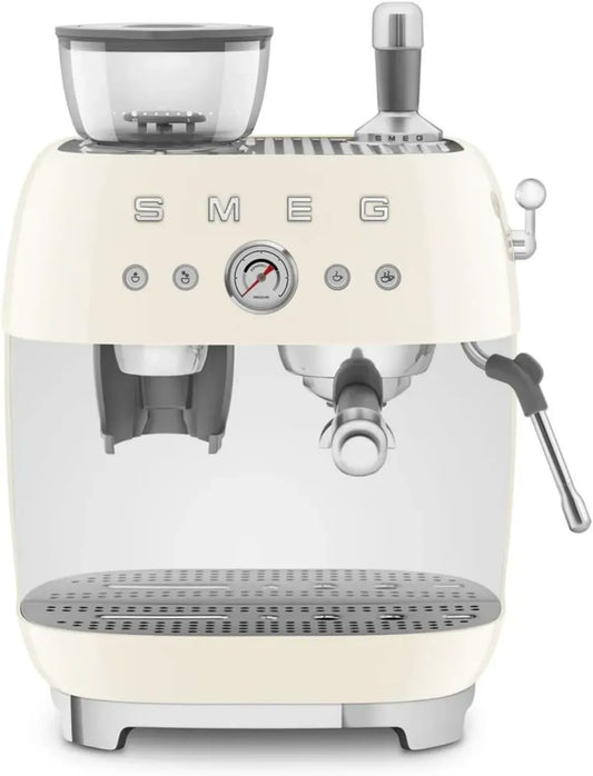 Smeg Machine à Expresso Manuelle, Broyeur Intégré, 4 Températures, Buse Vapeur, 1L, 1350W, Crème