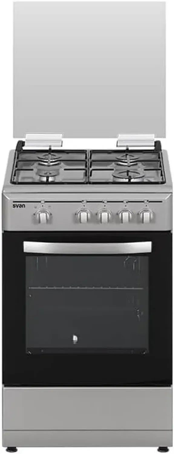 Cuisinière à gaz Svan SKG4500X avec four et grill en inox 55L