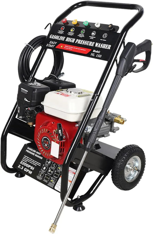 Nettoyeur haute pression essence 4 temps 2200 PSI avec 5 buses, pour voiture et terrasse