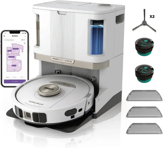 Aspirateur Robot Shark avec Station Autonettoyante, Navigation 3D LiDAR, Compatible Wi-Fi, Accessoires Inclus