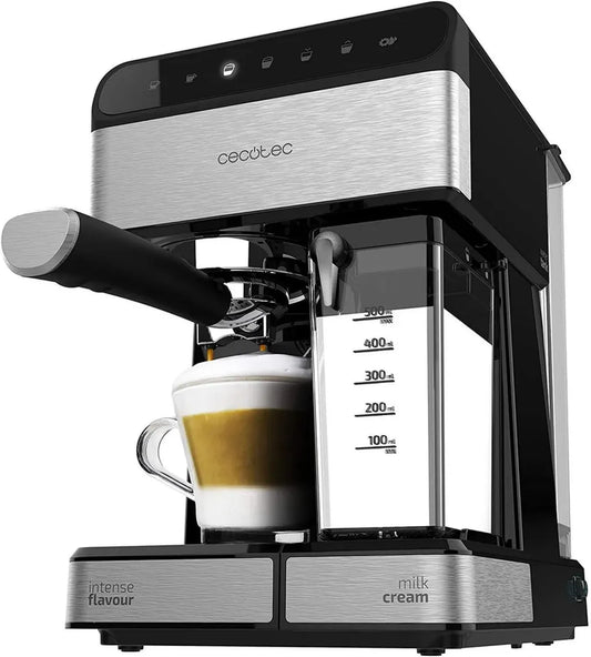 Cafetière Semi-Automatique Cecotec Power Instant-ccino 20 Touch Noire, 1350W, 20 Bars, 1,4L, 6 Fonctions, Chauffage Thermoblock, Écran Tactile, Réservoir à Lait