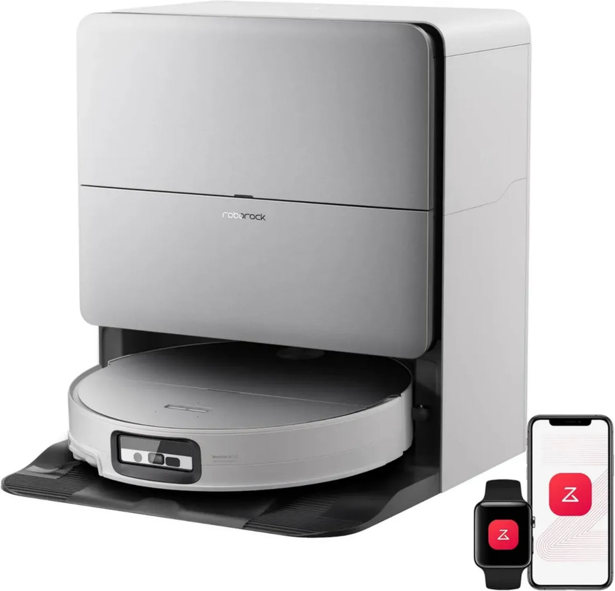 Aspirateur Robot Roborock Saros 20 Sonic avec 36,000 Pa et Lavage VibraRise 5.0, Évitement Intelligent, Système Anti-Enchevêtrement, Ultrafine 7,95 cm, Station RockDock Innovante, Blanc