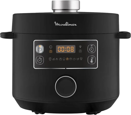 Moulinex Turbo Cuisine CE7548 Autocuiseur Électrique 1090W, 10 Programmes, Panier Vapeur, Métal Noir