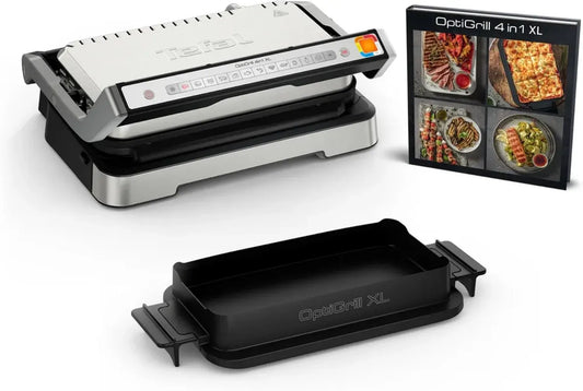 Tefal Optigrill XL 4-en-1, Grill intelligent avec 9 programmes, BBQ et four, Mode manuel, Ouverture 180°, Pour 8 personnes