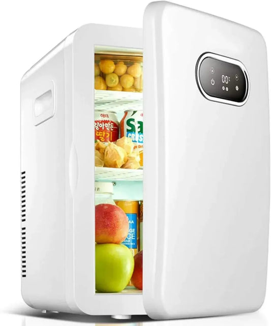 Réfrigérateur Mini 20L Multifonction, Portable pour Voiture, Dortoir et Bureau, Capacité de Réfrigération et Chauffage, Couleur Blanche