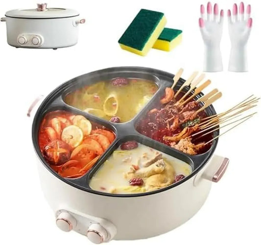 Casserole Électrique 6L Antiadhésive, Chauffage Rapide, Sécurité Intégrée, Séparateur Multifonction