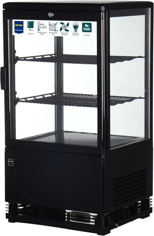 Vitrine Réfrigérée Professionnelle 58L Noir, Modèle GGC2058B, Métro