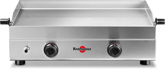 Plancha à Gaz Krampouz - Acier Inox 64x33cm, 3400W, Double Zone de Cuisson, Brûleurs Durable, Entretien Facile, Fabriqué en France