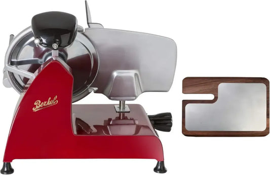 Trancheuse Berkel Red Line 250 avec Planche en Frêne et Acier Inoxydable - Rouge