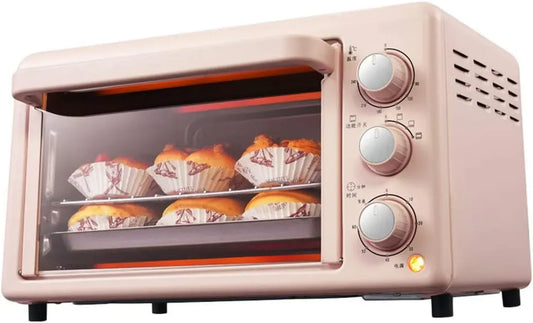 Mini Four Électrique 19L 1200W, Température Ajustable, Minuterie 60 Minutes, 3 Modes de Cuisson, Double Porte en Verre