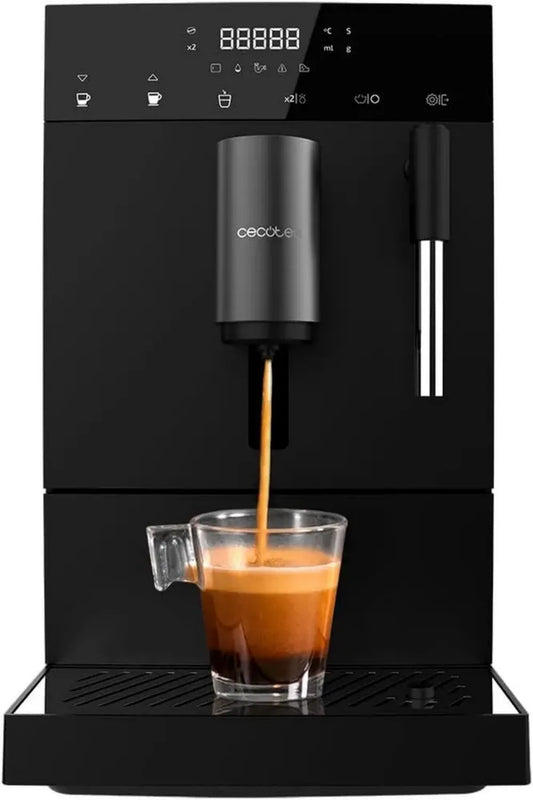 Machine à Café Automatique Cecotec Cumbia Cremmaet Compacte, 1350W, 19 Bars, Système Thermoblock, Café Personnalisé, 5 Niveaux de Mouture, Auto-nettoyage, Vapeur