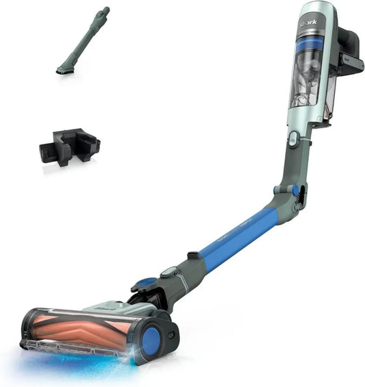 Aspirateur Balai sans Fil Shark avec Détection de Puissance, Filtre HEPA Anti-Allergène, Autonomie 60 Min, Support Mural Inclus, Couleur Sauge Givrée