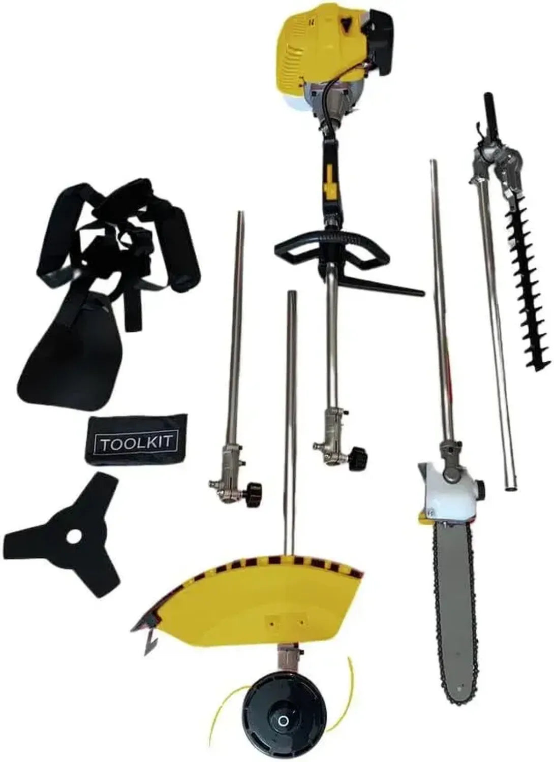 Outil Multifonction Thermique 5-en-1 - Débroussailleuse, Élagueuse, Taille-Haies, Coupe-Bordures, Rallonge - 52 cm³