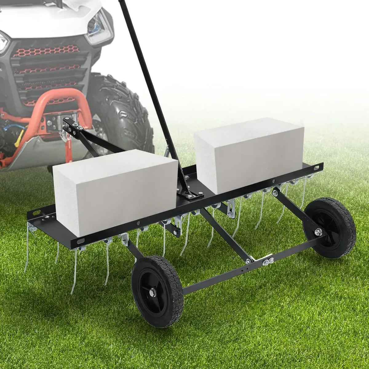 Scarificateur de Pelouse 102 cm avec 20 Dents en Acier, Accessoire pour Tracteur Tondeuse