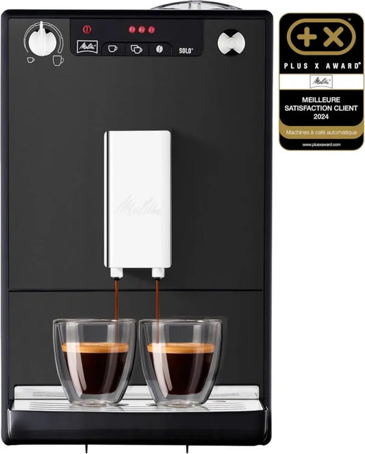 Machine à Café Automatique Melitta Solo Noire, 1400W, Expresso avec Broyeur, Système d'Arômes, Écran LED
