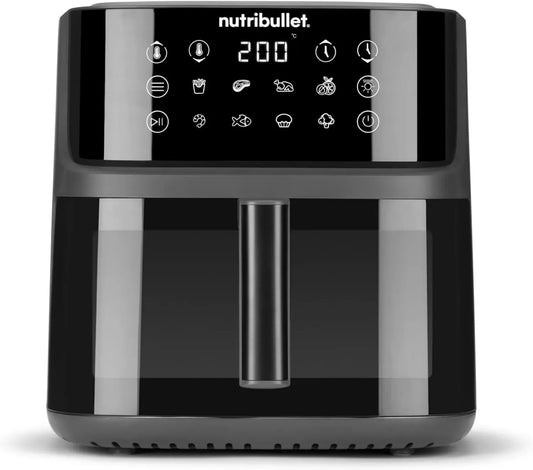 Friteuse à Air Chaud Nutribullet 8L avec Écran Tactile, 8 Programmes Automatiques, Sans PFAS, Panier Compatible Lave-Vaisselle, 2000W, Noir Mat