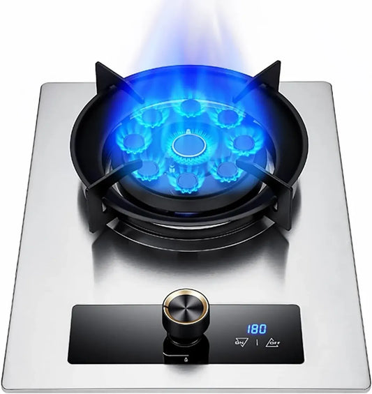 Réchaud à Gaz Portable 1 Feu, 7,0 KW, Haute Flamme avec Minuterie, Support en Fonte, Acier Inoxydable, Sécurité Intégrée