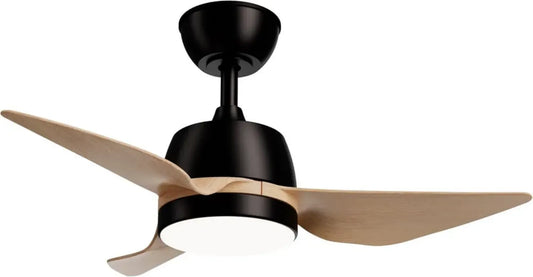 Ventilateur de Plafond Marin LED 24W, Moteur Silencieux DC, Pales Bois Clair, IP44, 5 Vitesses, Minuteur, Mode Hiver-Été, Ø86 cm