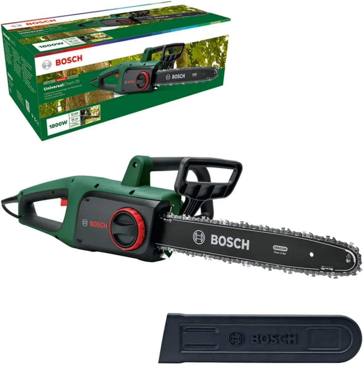 Tronçonneuse Bosch UniversalChain 35 - 1800 W, 4,2 kg, 12 m/s, avec emballage