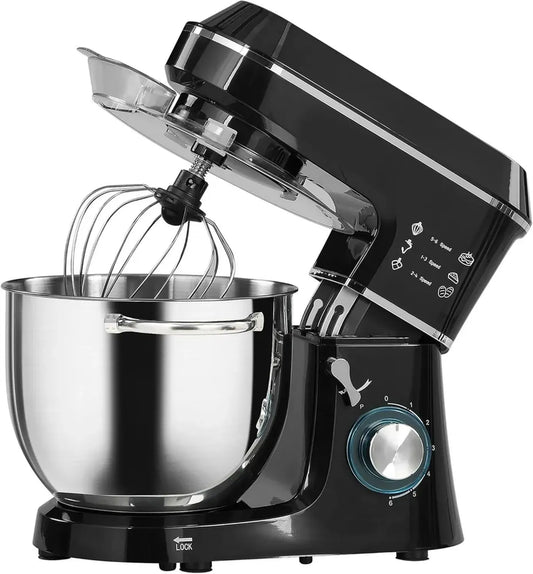 Robot Pâtissier 1400W, Bol Inox 7L, 6 Vitesses, Tête Inclinable, Système Antidérapant