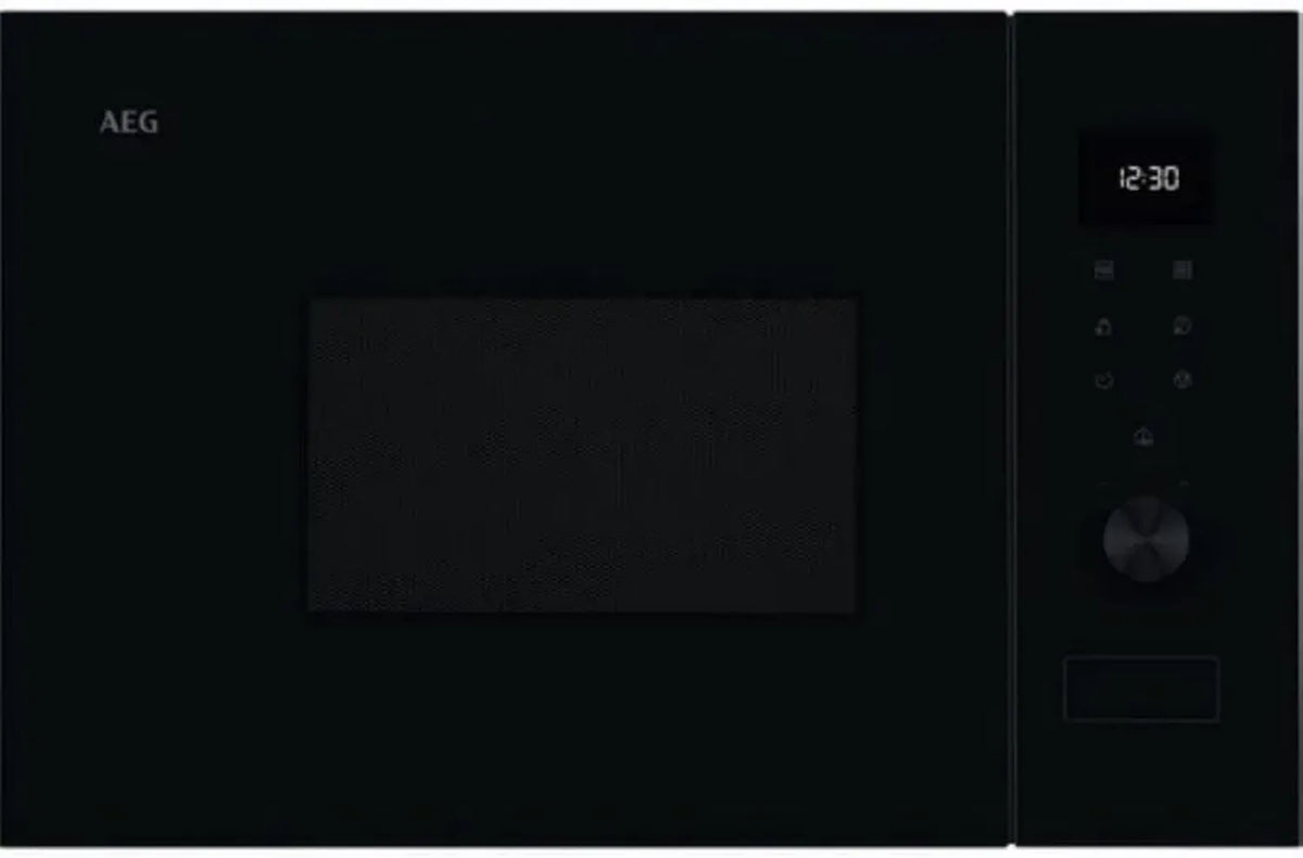 Four à micro-ondes encastrable AEG 20L 800W avec grill et écran LED, finition noire en acier inoxydable anti-traces